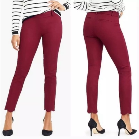 J Crew Factory | Maroon Winnie Scalloped Hem Pant - Picture 1 of 5